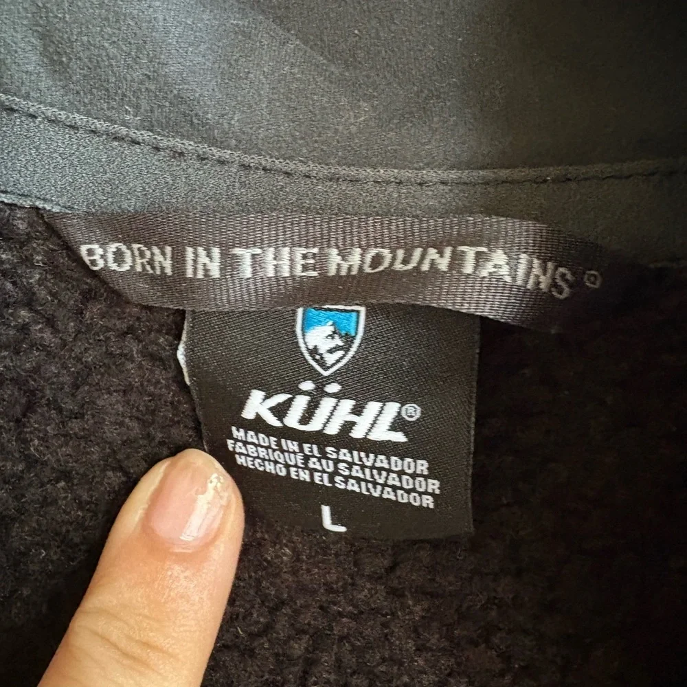 Kühl Large Full Zip Fleece Jacket Black Softshell Panels Outdoor Hiking‎